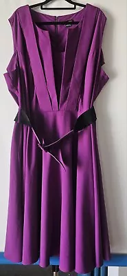 City Chic Womens Dress Size 22 XL Purple Fit & Flare Short Belt Plus Work • $15