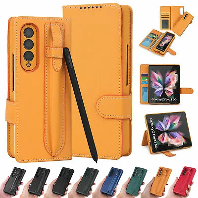 $12.99 • Buy For Samsung Galaxy Z Fold4 3 5G Flip Leather Wallet Removable Case With Pen Slot