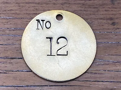 Number 12 Tag Brass Metal Large 2” Numbered Keychain Fob Cattle Tag Mining Cow • $13.49