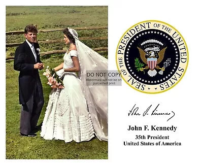 President John F. Kennedy & Jackie Presidential Seal Autographed 8x10 Photo • $8.49