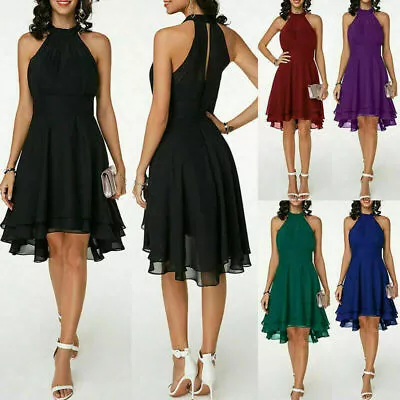 $29.03 • Buy Womens Plus Size Chiffon Sleeveless Dress Evening Party Cocktail Prom Mini Dress