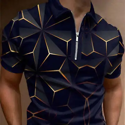 POLO Lapel Casual Short Sleeve 3D Pattern • $27.19