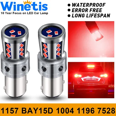 Winetis 2X 1157 BAY15D 1004 LED Red Bright Brake Tail Stop Light Parking Bulbs • $12.94