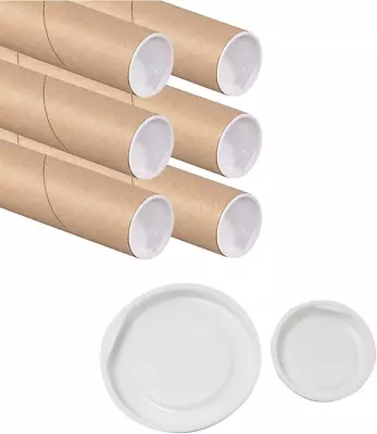 8 Pcs White Plastic Reusable End Caps For Kraft Mailing Tubes 4Pcs 2  + 4Pcs 3  • $16.78