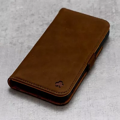 PORTER RILEY - IPhone 13 Mini Genuine Nubuck Leather Stand Wallet Case • £31.99