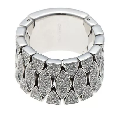 Pasquale Bruni Pave Diamond 18k White Gold Flexible 13mm Wide Band Ring US 8 • $3500