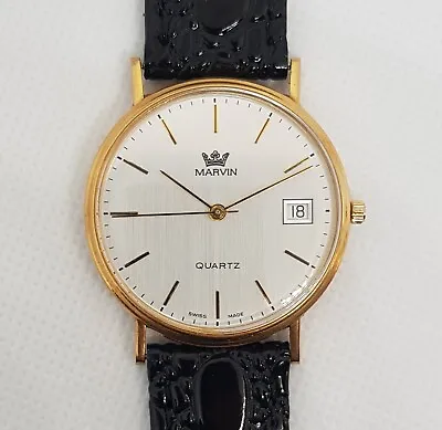 £299 • Buy 9ct Gold Marvin Dress Watch Circa 1980s Vintage Serviced Excellent Condition
