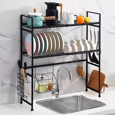 Over The Sink Dish Drying Rack 2 Tier Stainless Steel Above Sink Dish Rack Sink  • $40.50