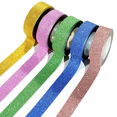 10M Craft Glitter Washi Tape Decoration DIY Adhesive Paper Sticker Scrapbooking • $3.40