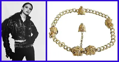 F/w 1992 Gianni Versace Gold Tone Metal Jaguar Motif Chain Belt • $2495