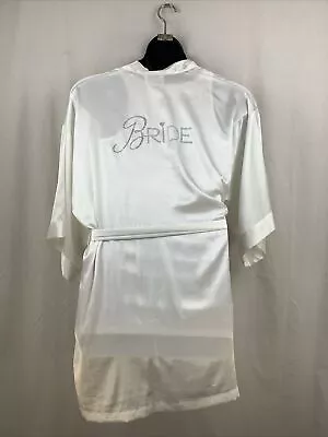 Victorias Secret White Satin SHORT ROBE Bride And Large White Tank Top • $32.90