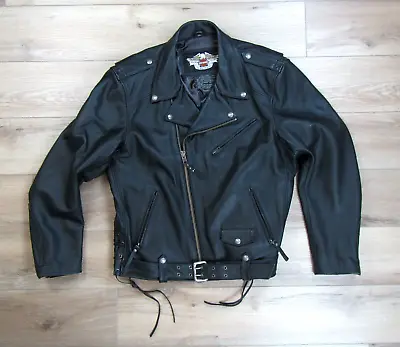 Harley Davidson Mens Skull Black Leather Jacket Ironjaw Willie G 2xl 2 Xl 97145 • $385
