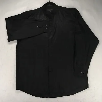 DANIEL ELLISSA NEW YORK Men's Dress Shirt Size 18 Black Band Collar • $12.34