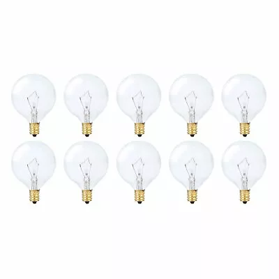 [10 Pack] Simba Lighting® Globe G16.5 Round Bulb 25W E12 Candelabra Base Clear • $16.95