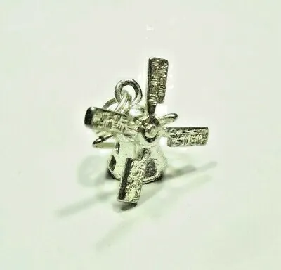 Vintage Windmill Wind Mill Sterling Silver Bracelet Charm Necklace Pendant 925 • $10.99