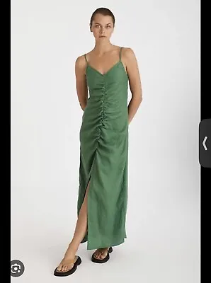 Zulu Zephyr Green Linen Dress 10 • $65