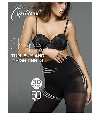 £8.99 • Buy Couture Shapers Tum Bum And Thigh Tights 50 Denier Matte Leg
