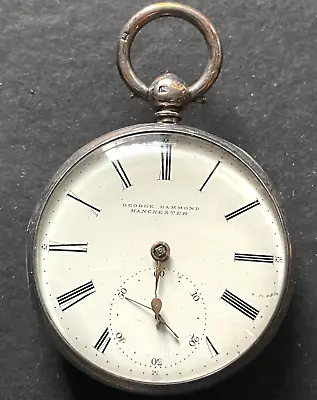 Antique George Hammond Manchester Fusee 18s Pocket Watch Silver Case English • $169.95