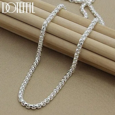 Vintage Thick Box Chain Necklace Solid 925 Sterling Silver Jewelry Women Fashion • $6.29