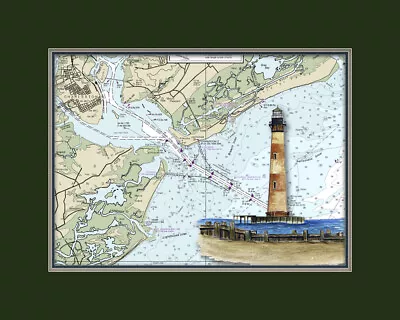 Morris Island SC Lighthouse And Nautical Chart High Quality Canvas Print • $14.99