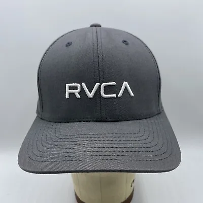 RVCA Hat Adult Flexfit One Size Gray Spell Out Logo Baseball Cap Skater Surfer • $11.99