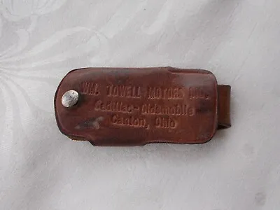 Vtg Cadillac Oldsmobile Leather Key Case Wm Towell Motors Canton Ohio Keychain • $24.50