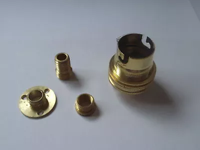 £10.95 • Buy 2 X Brass Unswitched Table Lampholder Kit  BC 1/2 Inch 10mm Adaptors Base Plate