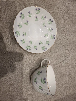 £14.99 • Buy Aynsley Antique 15287 Thistle Bud Small Tea Cup And Saucer Fine Bone China