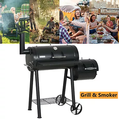 BBQ Grill Charcoal Offset Smoker Pit Outdoor Cooker Barbecue Tools Portable • $169.99