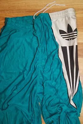 Vintage Adidas Track Pants Union Made In USA Turquoise Big Logo RARE • $32