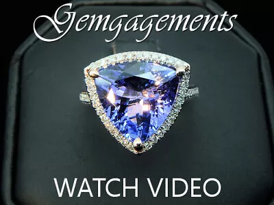 5.30ct Bluish Violet Tanzanite 14K Ring .26ctw Round Diamonds Engagement VIDEO • $2488