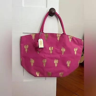 NWT Mud Pie Jute Hot Pink Beach Tote Bag • $18