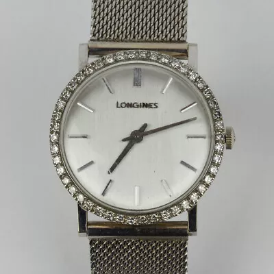 Vintage Longines Automatic 14k White Gold Diamond Bezel Men's Wristwatch W/Box • $2499