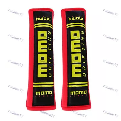 For 2PCS MOMO Racing Black Soft Cotton Embroidery Seat Belt Cover Shoulder Pads • $14.88
