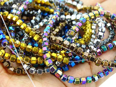 Natural Hematite Gemstone 18 Faceted Bicone Lantern Beads 16'' Metallic Colors • $1.77