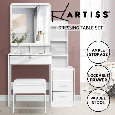 $158.95 • Buy Artiss Dressing Table Mirror Stool Jewellery Cabinet Makeup Organizer Drawer