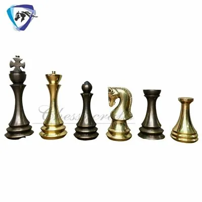Brass Chess Pieces Set Russian Zagreb Vintage 4.4  GOLD & Antique Polish • $270