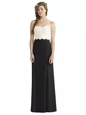 Social Bridesmaids Strapless Lace Bodice Empire Ivory Black Sz 6 Prom Dress 8162 • $44.99