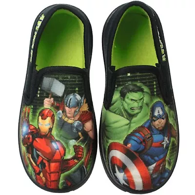 Boys Official Marvel Avengers Iron Man Hulk Thor Hard Sole Novelty Slippers Size • £11.95