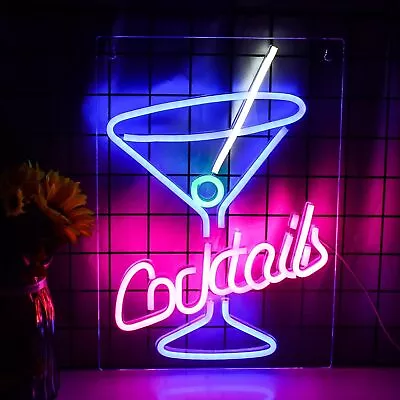 Cocktails Neon Sign Lights USB Power For Man Cave Shop Beer Bar Night Club • $32.99