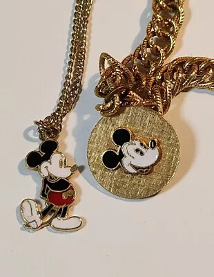 Vintage Walt DISNEY Productions  Mickey Mouse Charm Bracelet & Necklace Goldtone • $14.75