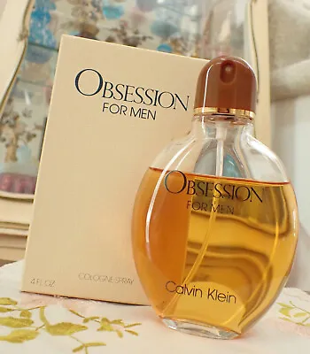 VTG 1980s 1987 ORIGINAL Calvin Klein OBSESSION FOR MEN Cologne 4 Oz 125ml Spray • £431.53