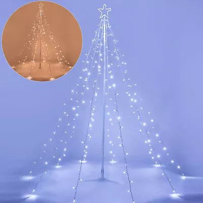 LED Waterfall Cone Tree Light With Star Finial 9 Strings Christmas Decoration • $59.90
