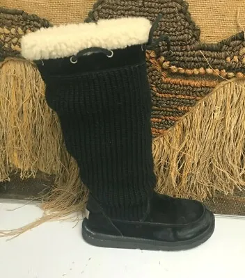 UGG Australia 5733 Women's Black Crochet Tall Boots UK6USL 8  • $59.99