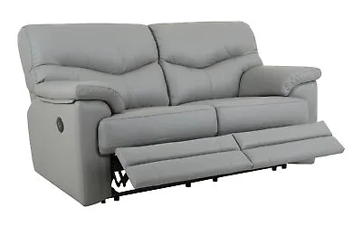G Plan Stratford 2 Seat Power Rec Sofa Cambridge Grey Leather Beige RRP £3279.99 • £1149.99