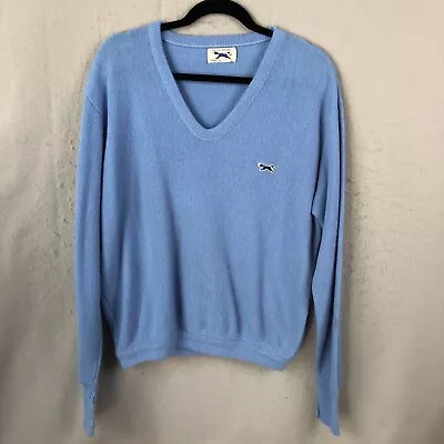 JC Penny The Fox Sweater Mens Large Light Blue Pullover Grandpa Mr. Rogers Golf • $19.98