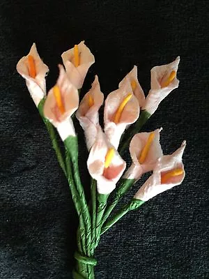 10 Lilies Lily Calla Pink Handmade Mulberry Paper Flowers Wedding Easter Shower • $3.09