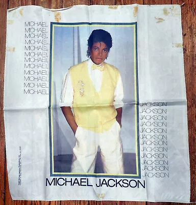 Vintage Michael Jackson Silk Photo Banner Flag Poster 1983 Casual Pose Bow Tie • $7.99