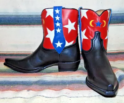 Womens Ranch Road Presidio Moon Black / Red Leather Inlay Cowboy Boots 10 B New • $275