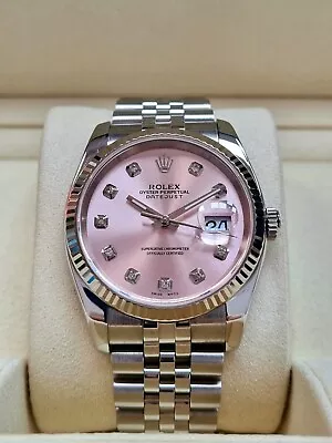 Rolex Datejust 36 Pink Diamond Dial Fluted Bezel 2007 • £7500